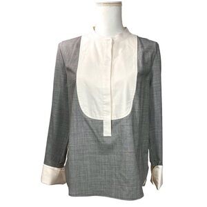 Tuxedo Style Women’s Wool and Silk Button Up